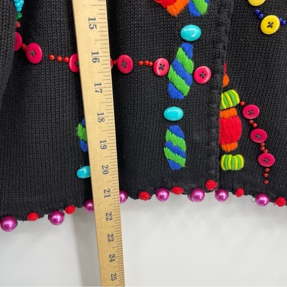 Michael Simon Charcoal Cardigan with Multicolor Patterns - Picture 4 of 5